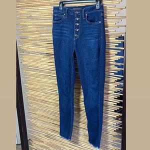Joe’s high rise button up skinny jeans frayed hem